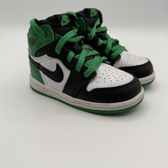 Jordan Kids Sneakers Black, White, and Green - Picture 3 of 15